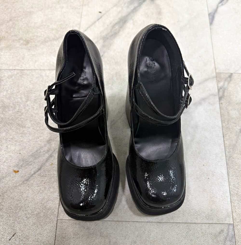 Affection Women’s US 8.5 Black Faux Leather Platform Mary Jane Ankle Strap Heels